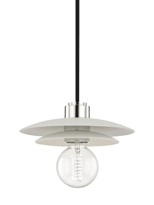 Milla 1 Light Small Pendant - Polished Nickel/white