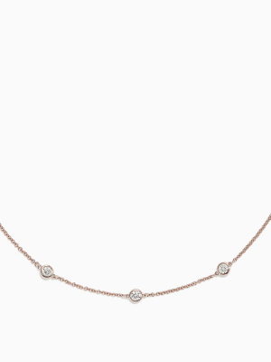 Effy Pave Rose 14k Rose Gold Diamond Station Necklace, 0.69 Tcw