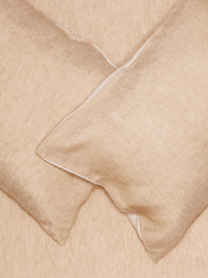 Two Tone Stonewashed Linen Bedding Col. Sand