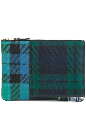 Comme Des Garçons Wallet Tartan Print Clutch