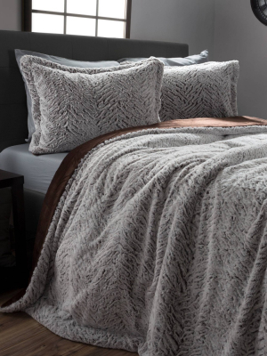 Mink Faux Fur Comforter Set By Hastings Home