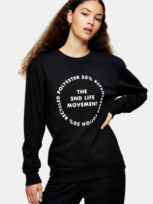 2nd Life Graphic Print Sweatshirt In Black