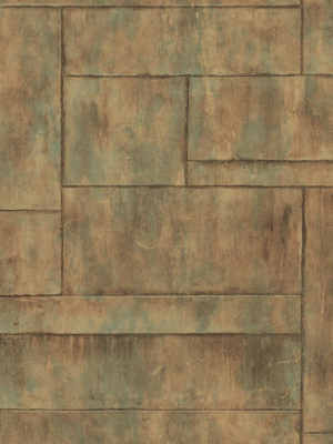 Stirling Wallpaper In Green And Copper From The Metalworks Collection By Seabrook Wallcoverings