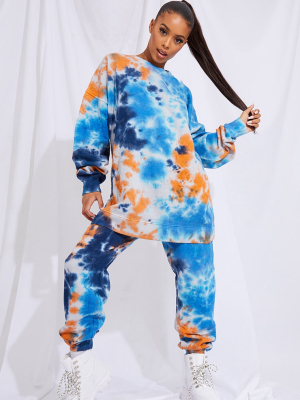 Blue Multi Tie Dye Printed Joggers