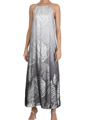 Ombre Palm Racer Back Long Dress