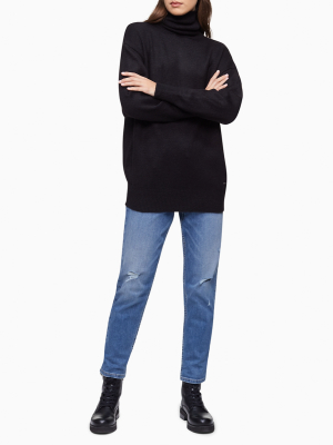 Solid Dolman Sleeve Turtleneck Sweater