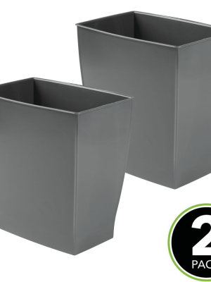 Mdesign Plastic Rectangular Trash Can Wastebasket, 2 Pack