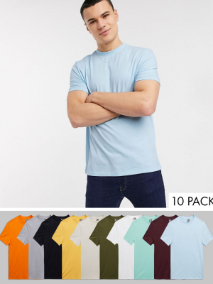 Asos Design 10 Pack T-shirt With Crew Neck