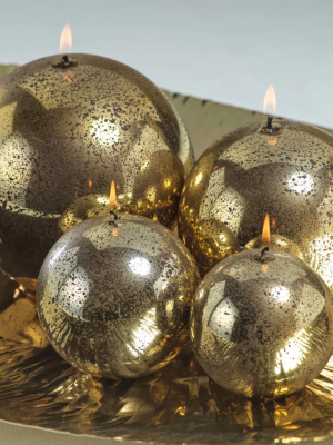 Shiny Metallic Ball Candle - Antique Gold