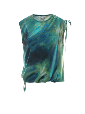 The Attico Printed Gather-detailed Top