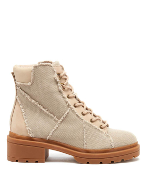 Irys Natural Frayed Canvas Boot