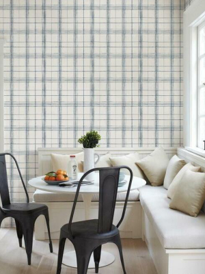 Farmhouse Plaid Wallpaper In Navy And White From The Simply Farmhouse Collection By York Wallcoverings