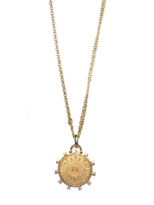 Sterling Evil Eye Circle Necklace