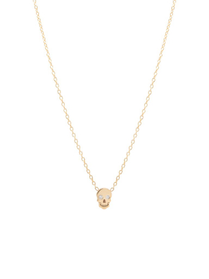 14k Itty Bitty Skull With Diamond Eyes Necklace