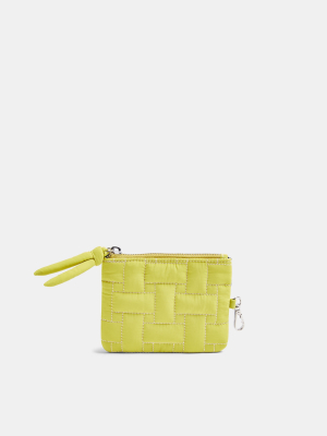 Lime Green Nylon Weave Zip Top Wallet