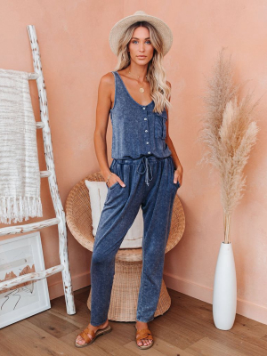 Danica Pocketed Washed Knit Jumpsuit