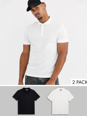 Asos Design 2 Pack Organic Jersey Polo