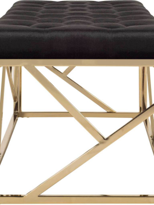 Fatima Tufted Rectangular Bench Black/brass