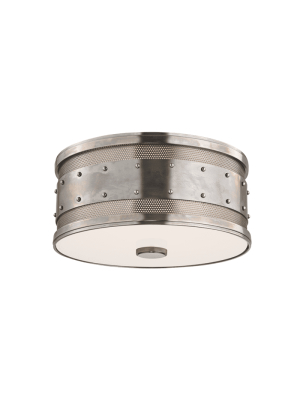 Gaines 2 Light Flush Mount Historic Nickel