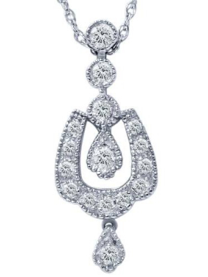 Pompeii3 1/3ct Vintage Diamond Dangle Pendant 14k White Gold