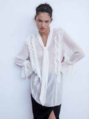 Tied Ruffled Blouse