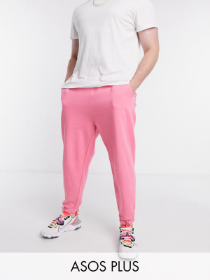 Asos Design Plus Oversized Sweatpants In Bright Pink Matching Set