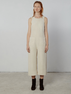 Cropped Jumpsuit In Matte Crinkle Satin