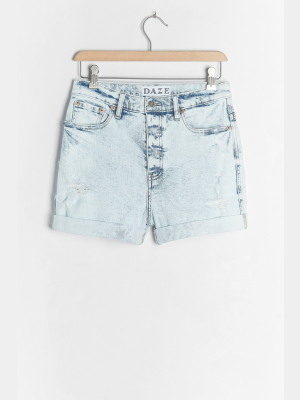 Daze Ultra High-rise Acid Wash Denim Shorts