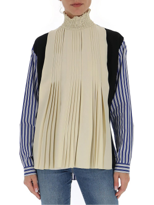 Prada Contrast Pleated Blouse