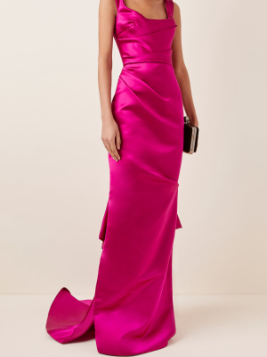 Lace-up Silk-satin Gown