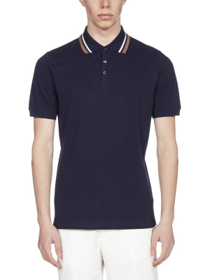 Brunello Cucinelli Striped Collar Polo Shirt