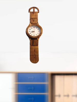 Wrist Watch Shaped Wall Clock Oak Finish - Creative Motion Industries