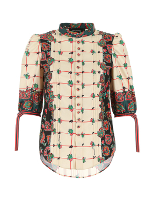 Dsquared2 Floral Printed Band Collar Blouse