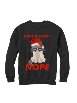 Men's Grumpy Cat Have A Merry Nope Sweatshirt