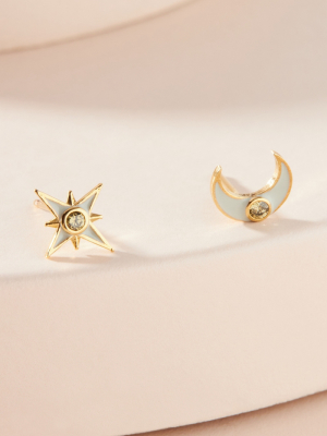 Star + Moon Post Earrings