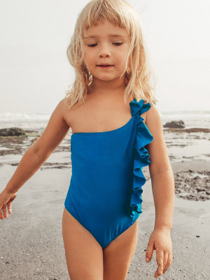 Indie One Shoulder Ruffle One Piece Swimsuit For Toddler Girls And Girls