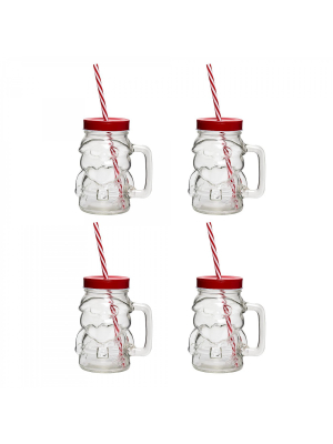 Amici Home Santa Mason Drinking Jar, 18oz, Set Of 4