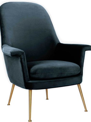 Aidan Velvet Arm Chair Navy/gold