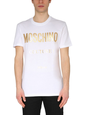 Moschino Metallic Logo Printed T-shirt