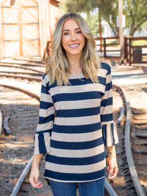 The Allie Top - Navy/tan