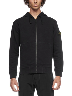 Stone Island Logo Patch Zipped Hoodie