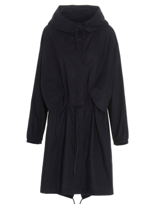 Jil Sander Logo Printed Hooded Coat