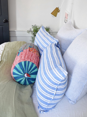 Linen Standard Pillowcase, Large Blue Stripes