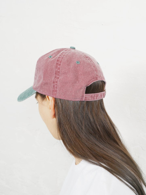 Washed Cotton 6-panel Cap Burgundy X Green