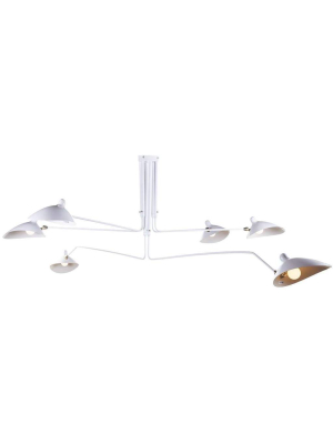 Mid Century Mcl-r6 Six Arm Ceiling Lamp - White