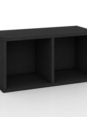 Way Basics Eco Stackable Connect Rectangle Open Bookshelf Black Wood Grain