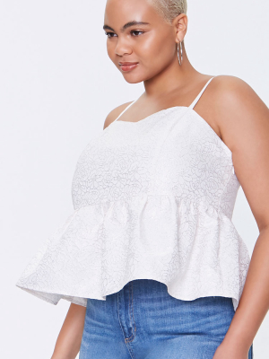 Plus Size Metallic Floral Peplum Cami