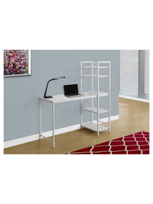 White Top Computer Desk - White Metal - Everyroom