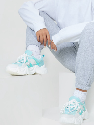 Mint Pu Wave Gritted Sole Contrast Sneakers