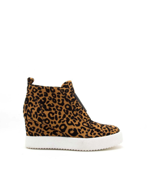 Rodina-01x Camel Black Leopard Wedge Sneakers